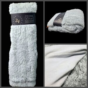 Artisan 34 Lux Faux Fur Shaggy Soft & Cozy Glam Queen Blanket Gray New